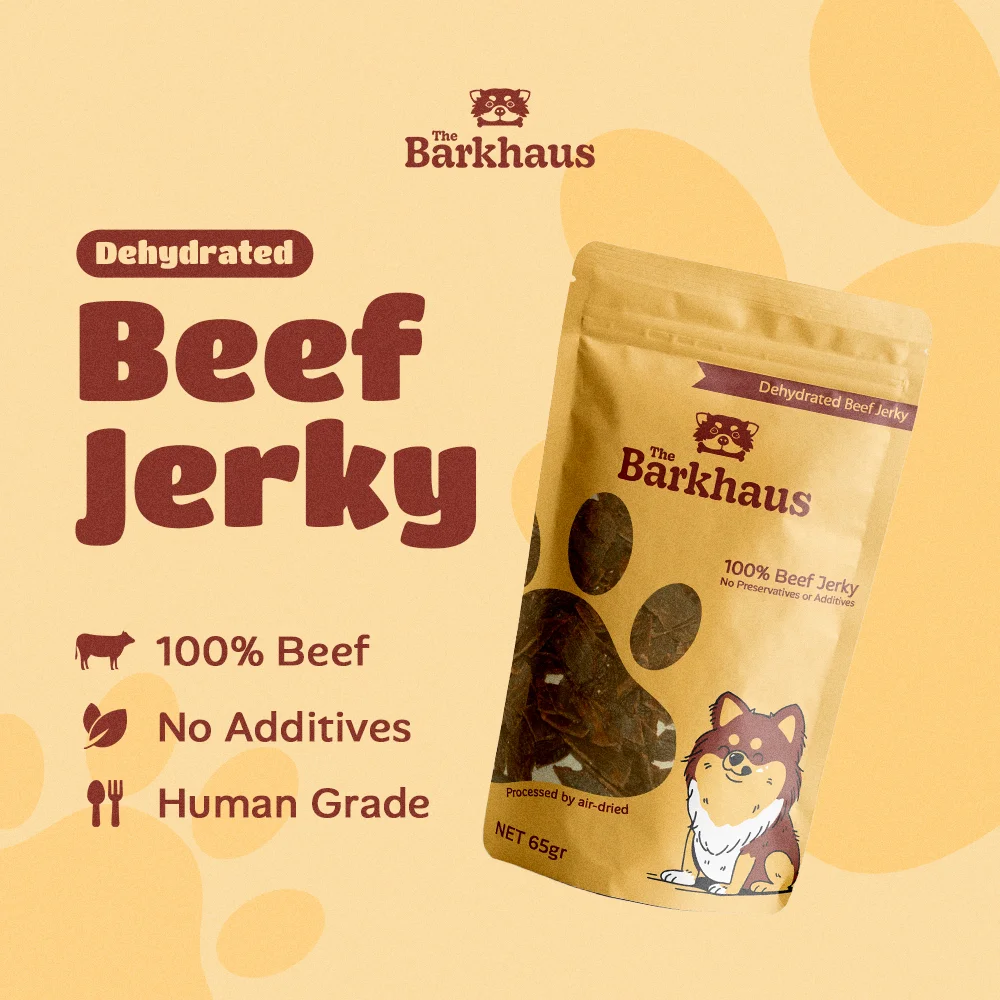 THE BARKHAUS - Dehydrated Beef Jerky - 100% Daging Sapi (65gr) - Snack Anjing & kucing