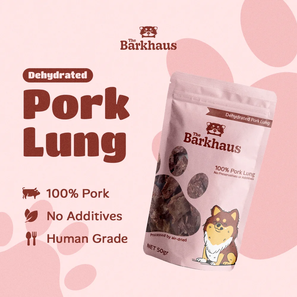 THE BARKHAUS - Dehydrated Pork Lung - 100% Paru Babi (50gr) - Snack Anjing